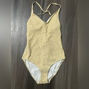 Jessica Simpson Mustard and White Checkered Swimsuit